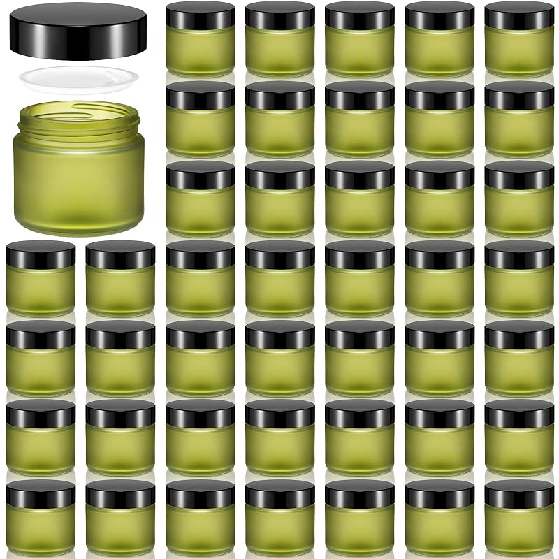 Frascos de vidro Domensi com tampa, 72 unidades, capacidade de 60 mL, cor verde-ervilha