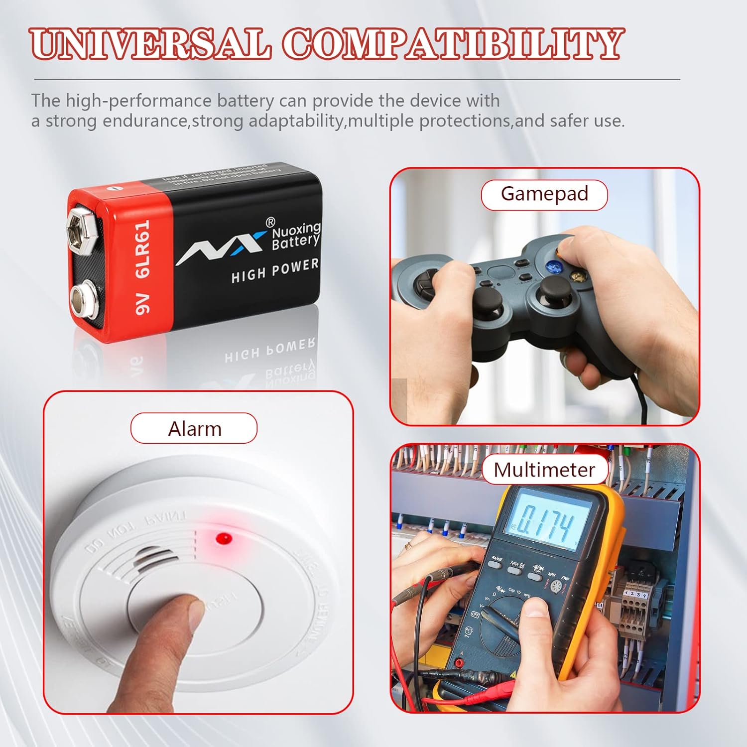 Tsrwuily 9V Batteries - Alkaline 9 Volt Battery for for Smoke Detectors and Microphone- Ultra Long Lasting with a 10 MSDS and CE RoHS Tested - Year Shelf Life(4 Counts) : Health & Household