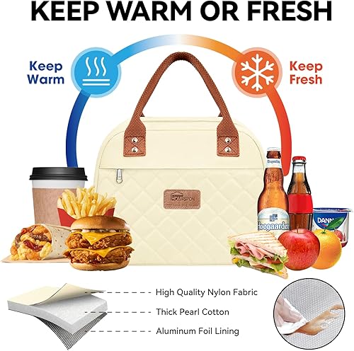 Miniatura 4 de HOMESPON Bolsa de almuerzo aislada para mujeres, hombres y adultos, bolsa de almuerzo con bolsillo frontal, bolsa enfriadora para el trabajo, picnic
