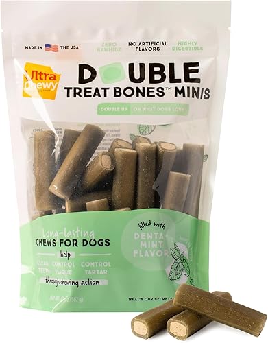 Miniatura 2 de Ultra Chewy Denta-Mint Minis - Paquete económico de golosinas dentales para perros Hecho en los Estados Unidos golosinas saludables fáciles de