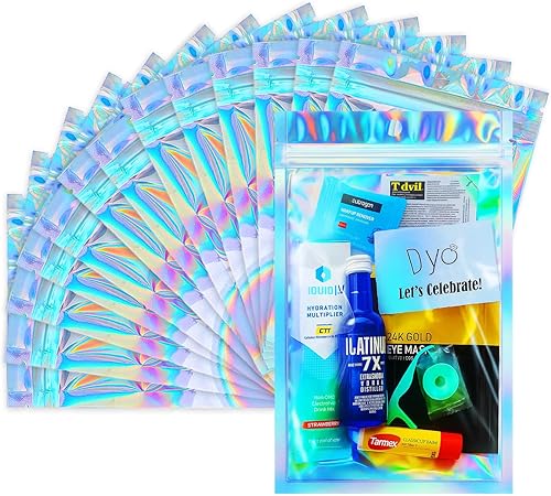 Bolsas holográficas, bolsas resellables a prueba de olores de 5.5 x 7 pulgadas para almacenamiento de alimentos, pequeñas empresas y recuerdos de