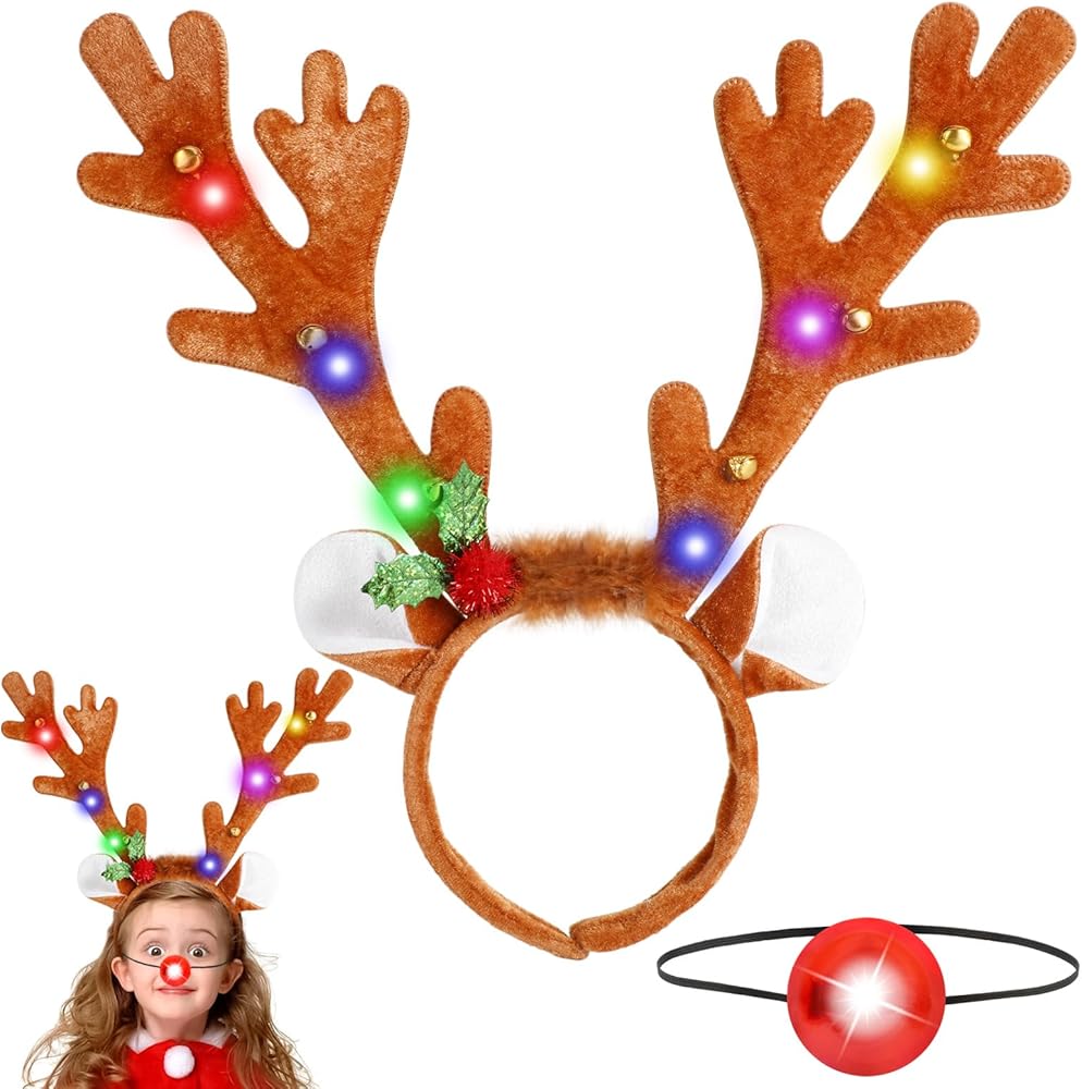 Lot De 4 Serre-têtes Lumineux De Noël - Enfants Et Adultes - LED Clignotantes - Accessoire Fête