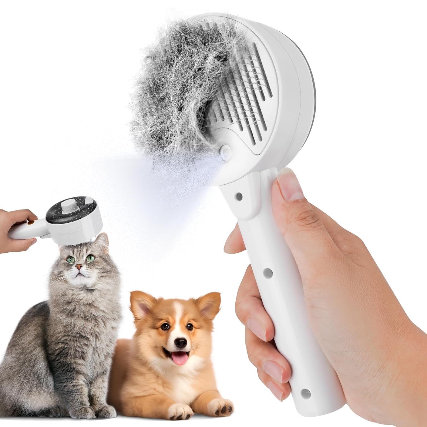 3-in-1 Pet Shedding Brush — Steam Brush for Cats, Efficient Hair Removal and Cleaning for Dogs & Cats, Pet Grooming Removal Comb (Color May Vary)