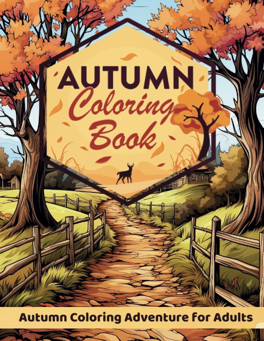 Country Autumn Coloring Book for Adults: 50 Cozy Fall Coloring page, Pumpkins, Animals, Leaves Charming Country Scenes for Relaxation