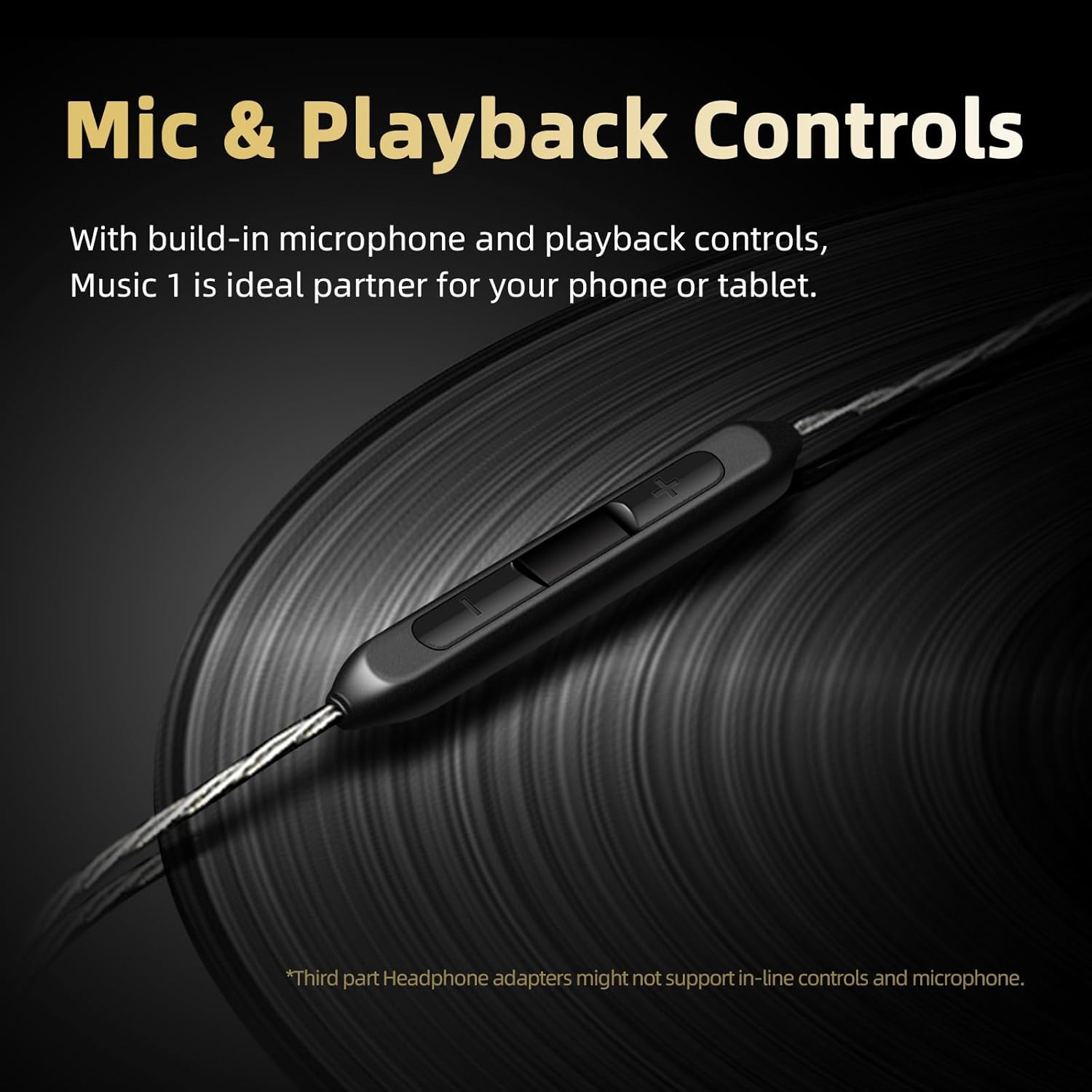 SHANLING Music1 in-Ear Earphones, 9mm Dynamic Driver in Ear Monitor, IEM Earphones with Mic and Playback Controls, Noise Isolating Wired Headphones, 0.78mm 2 pin Changeable Cable, 3.5mm Plug