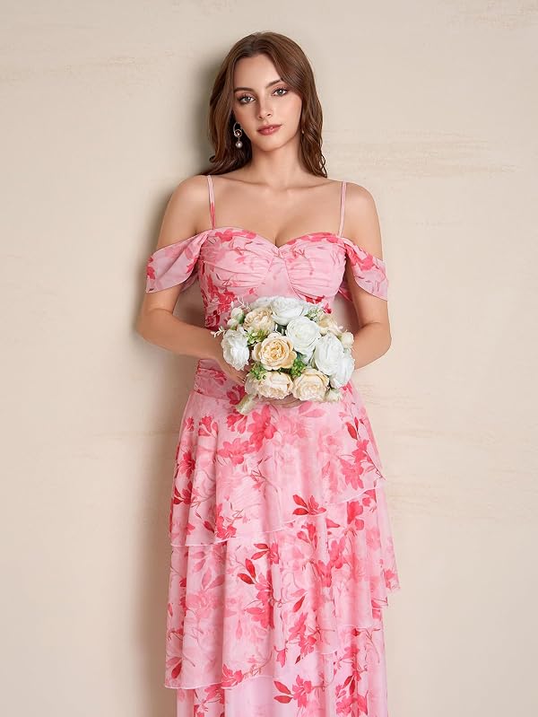KUTUMAI Summer Tiered Floral Wedding Guest Maxi Dresses for Women 2026 by KUTUMAI - Used condition - Image 5