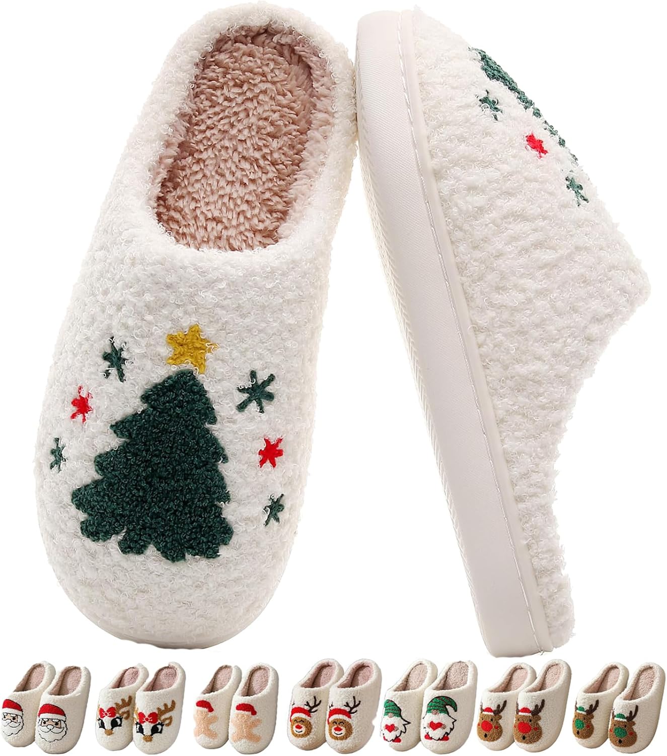 Cozy Elf Holiday Slippers, Christmas Reindeer Slippers
