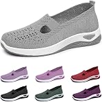 2024 New Women's Woven Breathable Soft Sole Shoes, Upgrade Orthopedic Shoes Outdoor Hiking Mesh Up Knit Stretch Slip on Casual Orthopedic Sneakers for Women