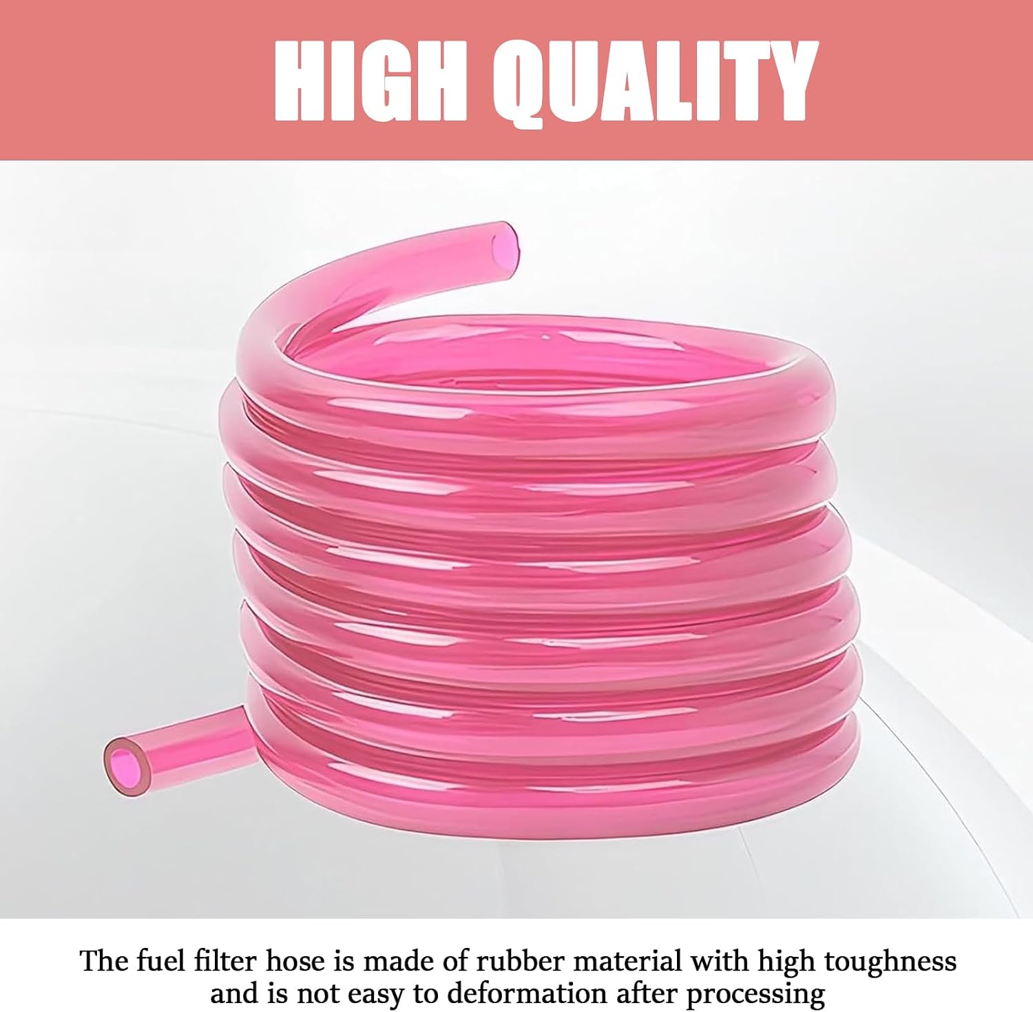 Fuel Vent Line, 118.11" Rubber Fuel Carburetor Vent Hose Line, Leak-proof Seal Petrol Hose Replacement, for ATV, Dirt Bike, Go Kart, Moped Pocket Bike (Pink)
