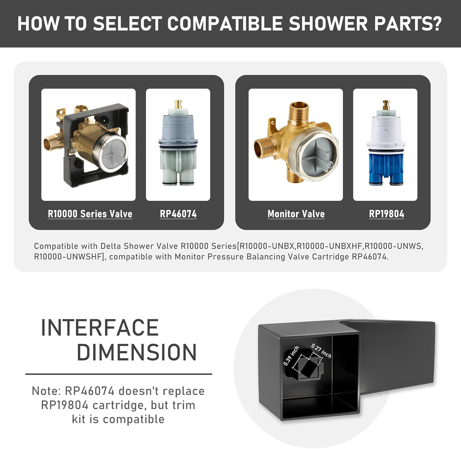 Replacement for Delta 13/14 Series Shower Faucet Set,Shower Handle Set Compatible with RP46074,Fits R10000 Series Valves(Cartridge and Valve Not Included),Black