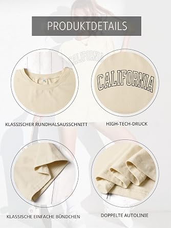 Dresswel Oversized T Shirt Women's Los Angeles California Letter Print Vintage T-Shirt Short Sleeve Crew Neck Summer Tops Loose Blouse Long Tunic Top for Teenager Girls
