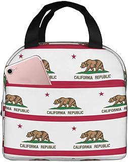 California State Flag Portable Lunch Box For Men Women Reusable Small Bag For Office Outdoor