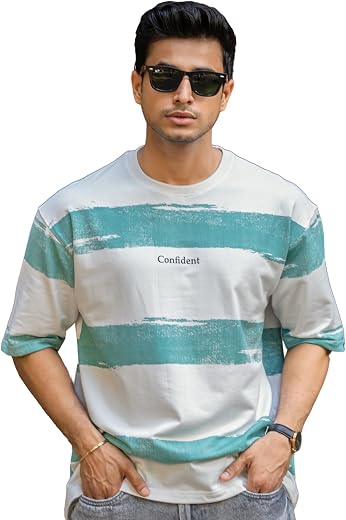 Mens || Striped || Round Neck || 3/4th Sleeve || Cotton || T-Shirt