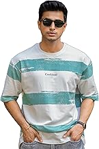 Mens || Striped || Round Neck || 3/4th Sleeve || Cotton || T-Shirt