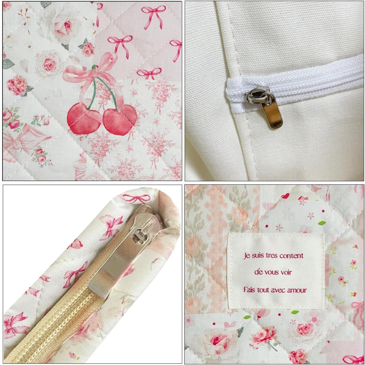 Sunwel Fashion Top Zipper Floral Quilted Bag Small Tote Bag for Women