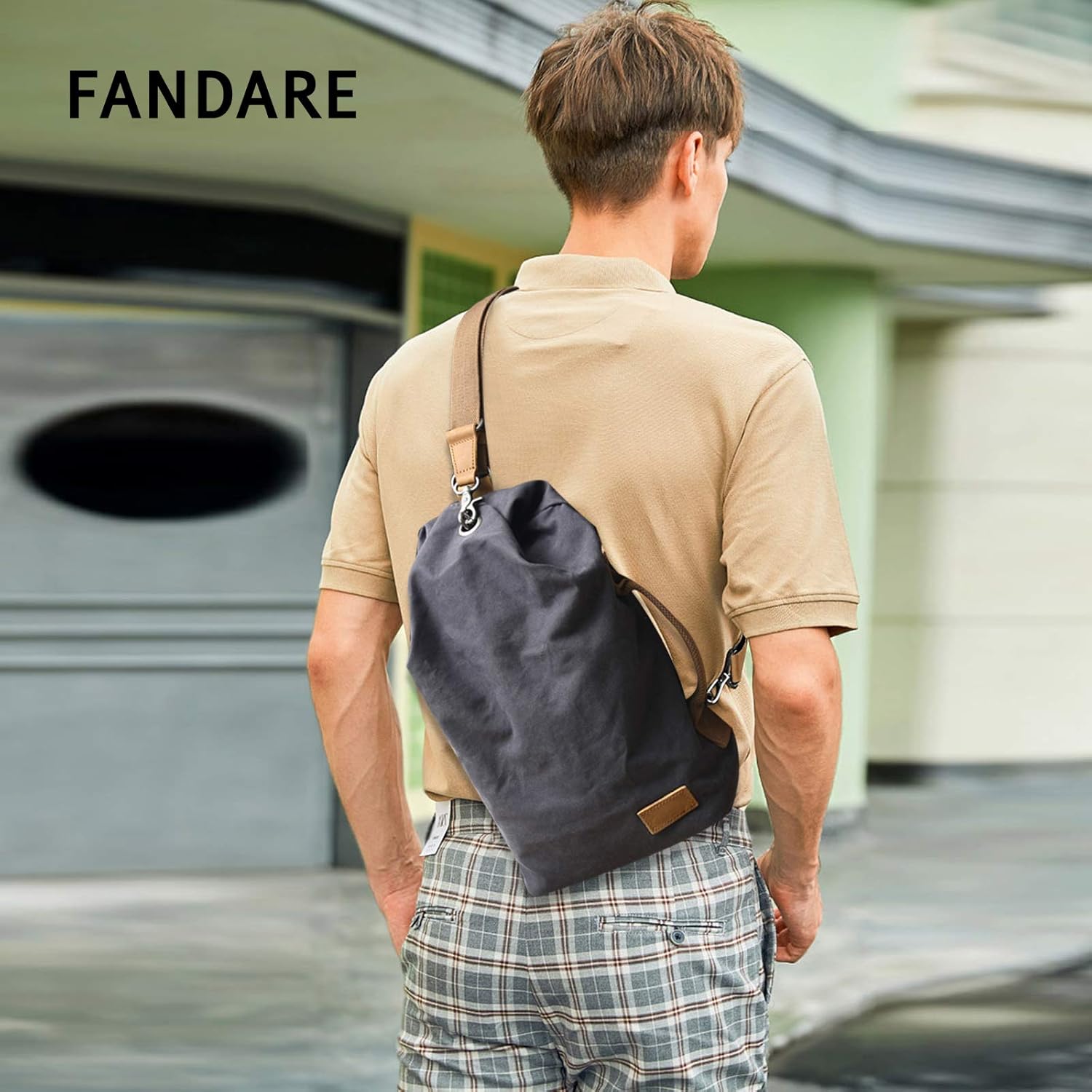 FANDARE Sling Bag, Unisex Vintage Canvas Chest Bag Bum Bag, Hands-Free Lightweight Crossbody Sling Pack for Men Women