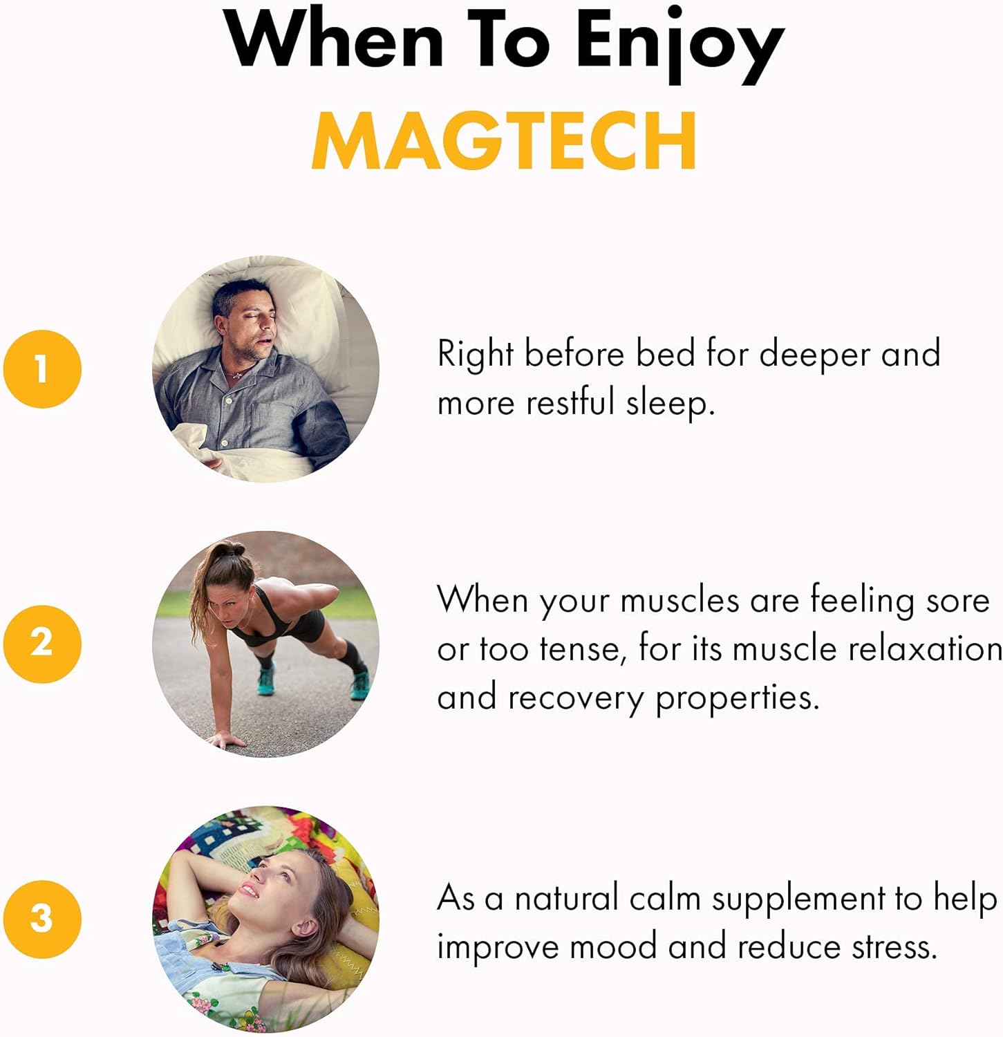 Natural Stacks MagTech Magnesium Supplement - Triple Blended 100% Chelated Magnesium Complex - L-Threonate (Magtein) for Memory & Focus - Glycinate for Sleep & Relaxation - Taurate for Muscle Cramps & Recovery, 90caps : Health & Household