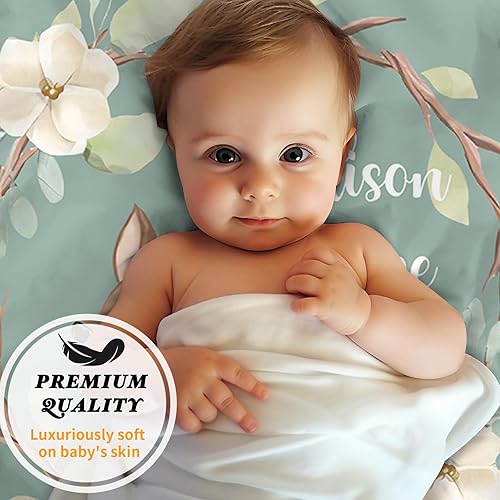 Miniatura 4 de Sábanas verdes personalizadas para cuna, sábana bajera ajustable de bebé con nombre personalizado para funda de colchón de cuna estándar, paquete de