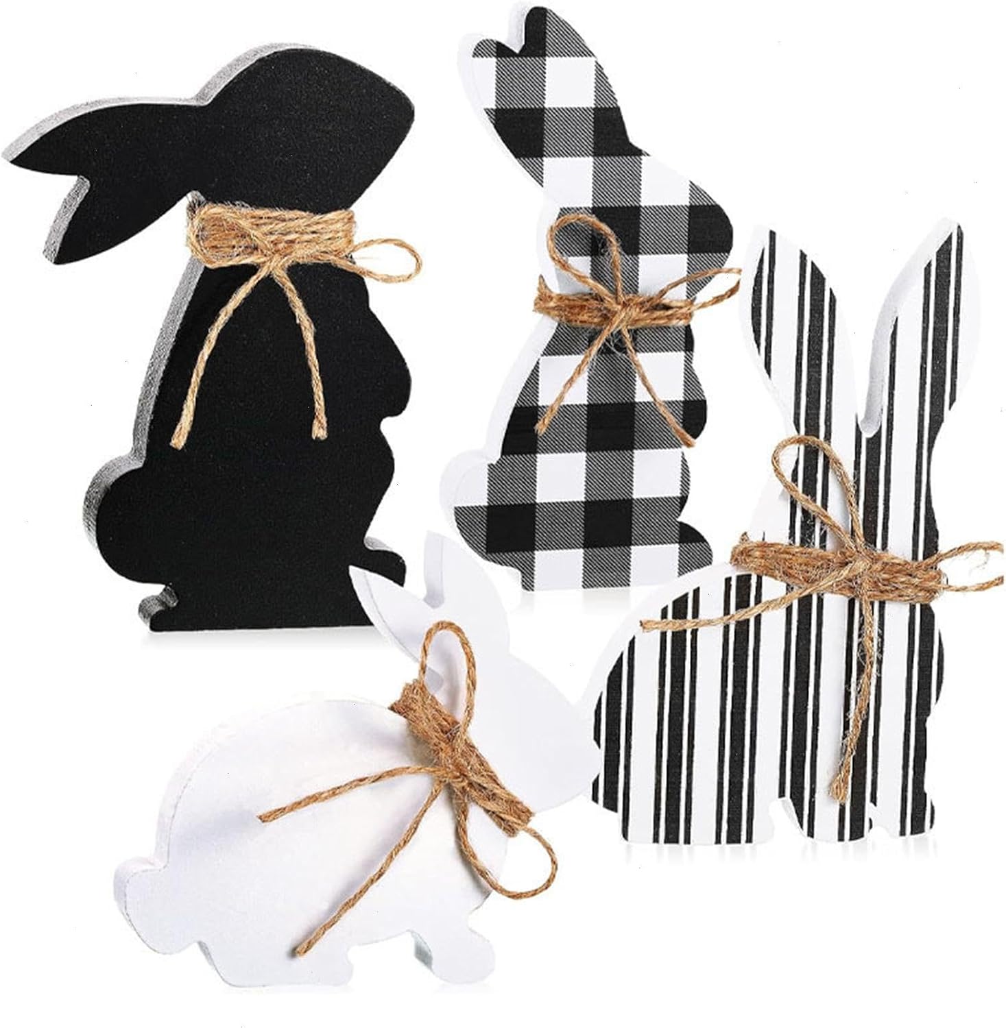 Amazon.com : 4pcs Easter Bunny Wood Signs Easter Home Decorations ...