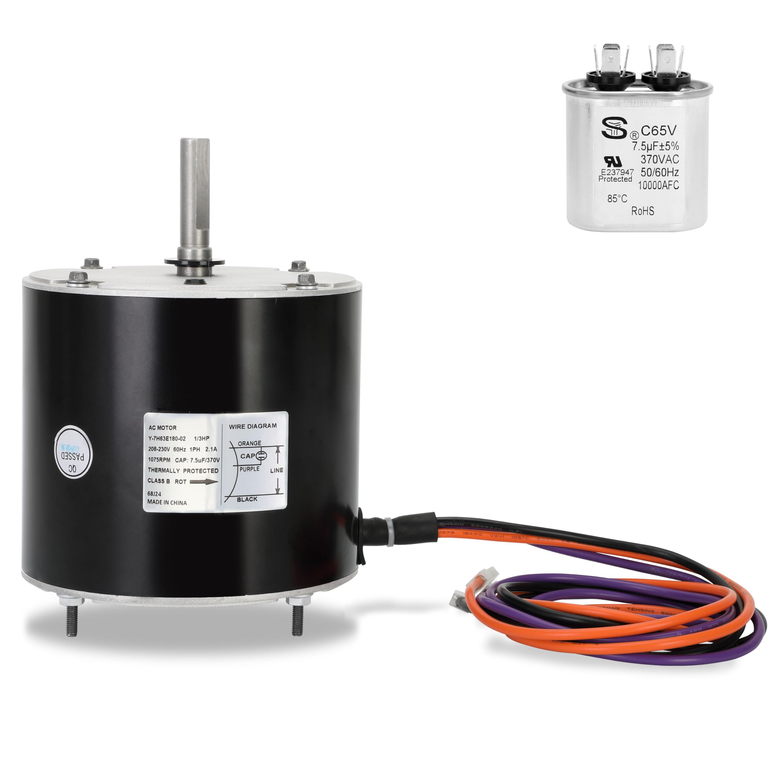 68J24 Condenser Fan Motor Replaces for Lennox 68J2401, 1/3 HP, 208