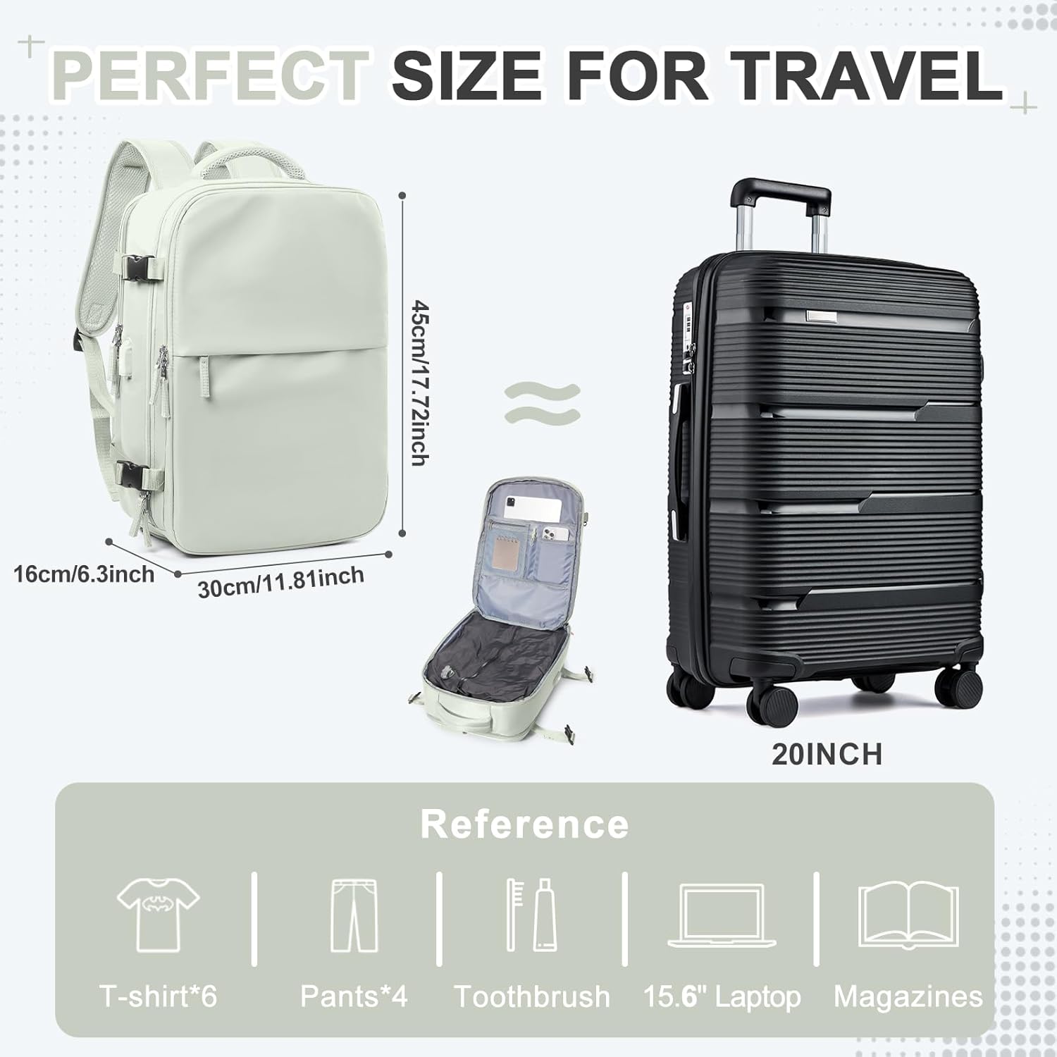 Vacuum Travel Backpack with Pump for Women Men, Carry on Air Backpack for Flight Approved, Personal Item Luggage Backpacks