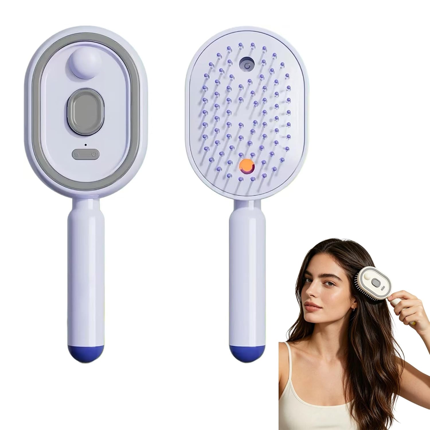 Electric Spray Air Cushion Massage Comb, 2026 Upgrade 2 in 1 Misting Detangling Brush Rechargeable Hair Straightener Steam Brush for Hair, Rechargeable Steam Hairs Straightener (Blue)