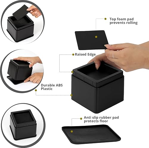 Miniatura 4 de Utopia Bedding Elevadores de cama de 3 pulgadas, paquete de 8, elevadores ajustables para muebles de 3 y 6 pulgadas, espuma antideslizante y