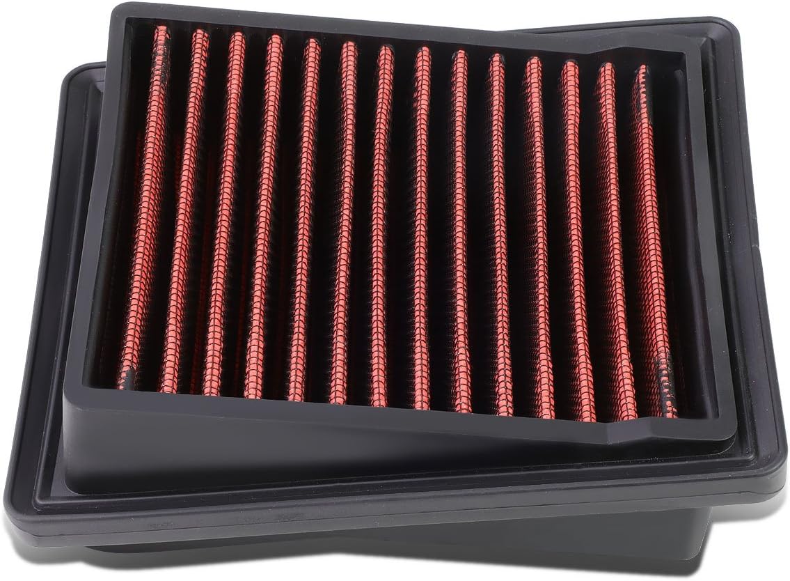 DNA Motoring AFPN-117-RD Clean Air Washable Drop In Panel Air Filter Enhance Engine Performance Power & Acceleration Improve [Compatible with 07-08 Honda Fit 1.5L]