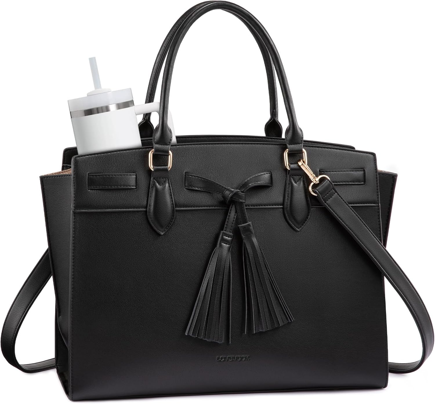 LOVEVOOK Laptop Bag for Women,Work Tote Bag with Large Cup Holder,Leather Computer Bag Teacher Bag Handbag Gifts for Women