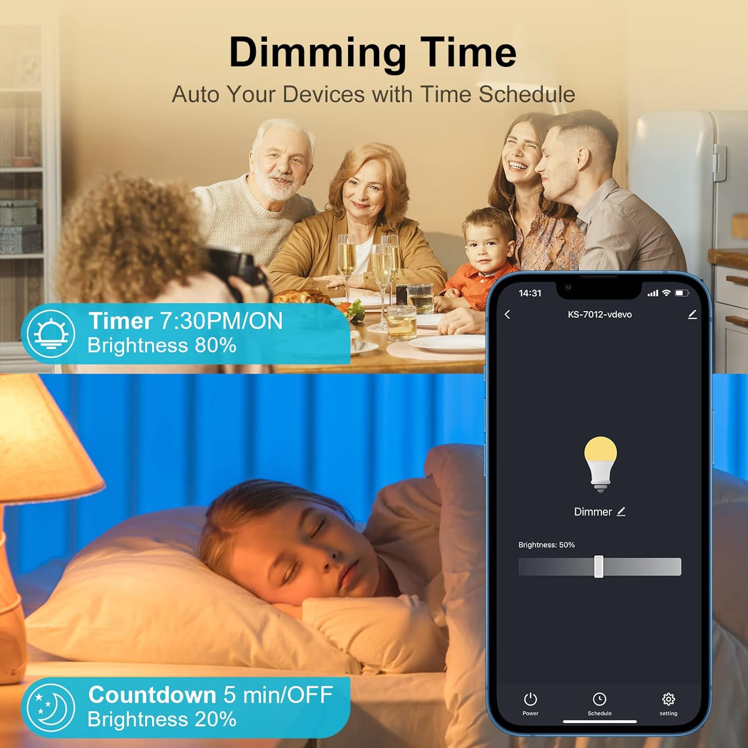 3 Way Smart Dimmer Switch 2 Pack, 2 Master 3 Way Dimmable Light Switches Compatible with Alexa Google Assistant SmartThings 2.4GHz WiFi Smart Switch Neutral Wire Needed