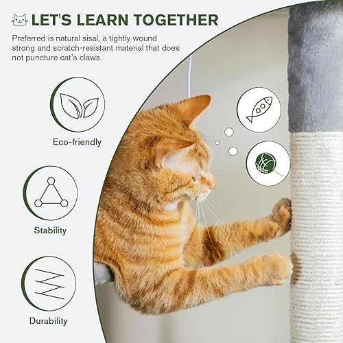 Miniatura 5 de IMUsee Árbol grande para gatos de 68 pulgadas de varios niveles Azul / Patchwork, gris