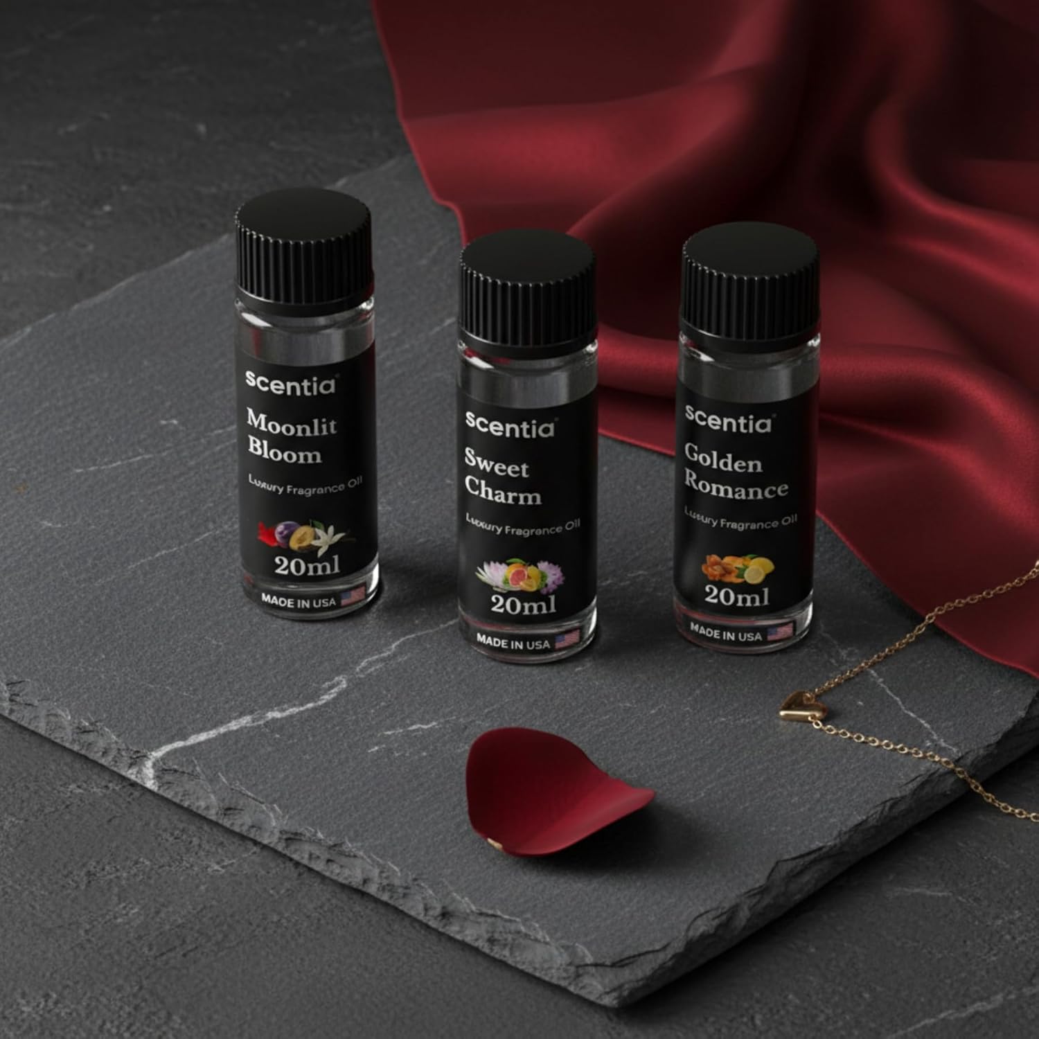 Love Collection Fragrance Oil Set – Essential Oil Blends for Diffusers, Candles & Soaps – Jasmine, Rose, Citrus, Amber & Musk – Phthalate-Free – Gift Set 3×20 ml (2.03 fl oz)