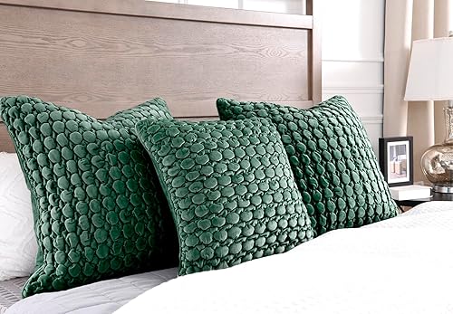 Miniatura 6 de Juego de 2 fundas de almohada navideñas de 18 x 18 pulgadas, fundas de cojín cuadradas de terciopelo con textura de burbujas para sofá, cama,