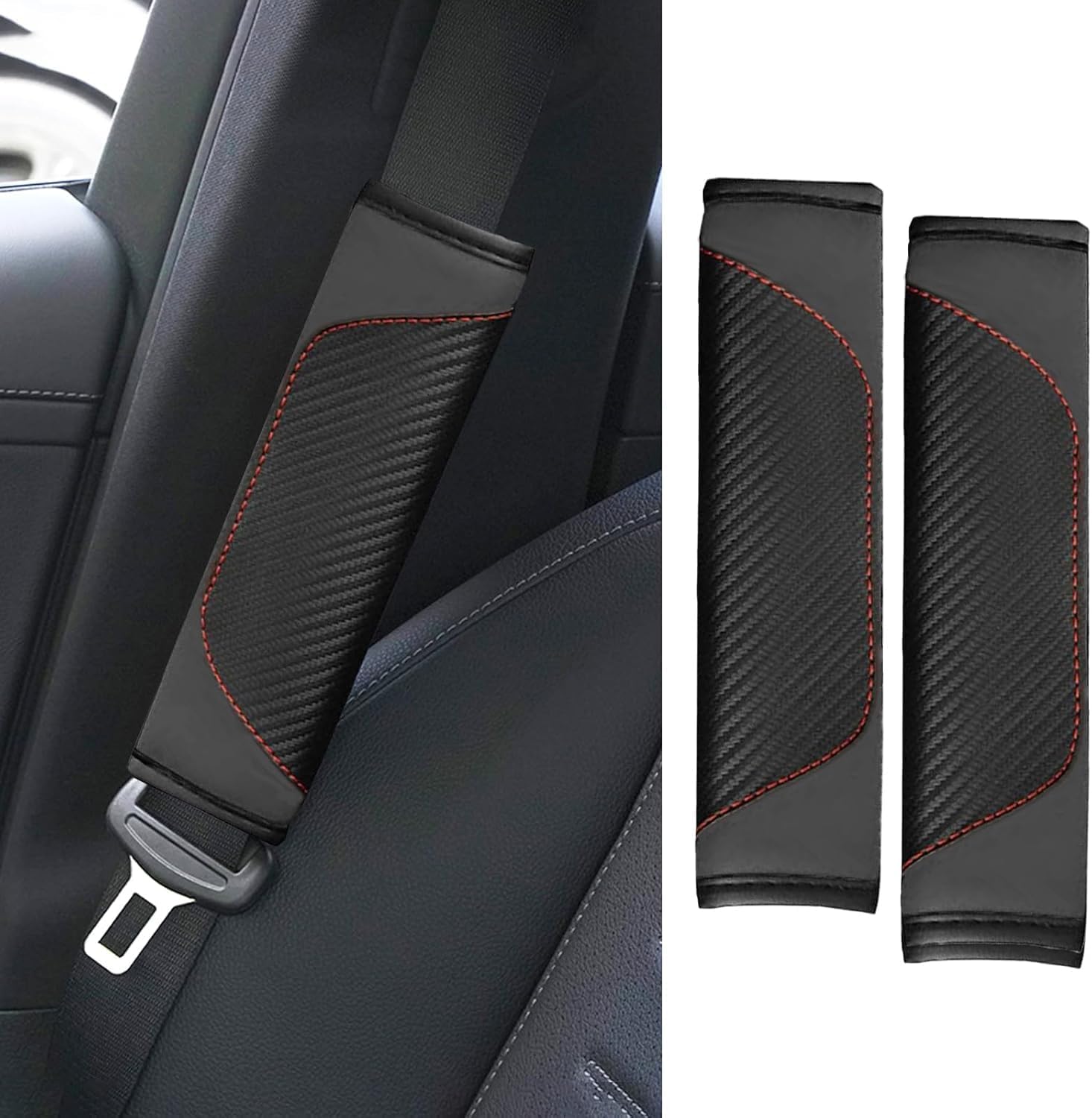 YDSTNiu 2 Pcs Car Seat Belt Shoulder Pads for Audi RS 5 Coupe II (F5) 2020-, Seatbelt Covers Shoulder Protector Cushion Soft Comfortable Seat Belt Padding,A