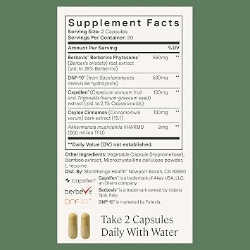 Stonehenge Health Dynamic GLP-1 Nutrition Support Supplement for Women, Men, 550mg Berbevis Berberine 10x Better Absorbed, Akkermansia, DNF-10, Capsifen Support Appetite, Gut Health - 60 Veg Caps