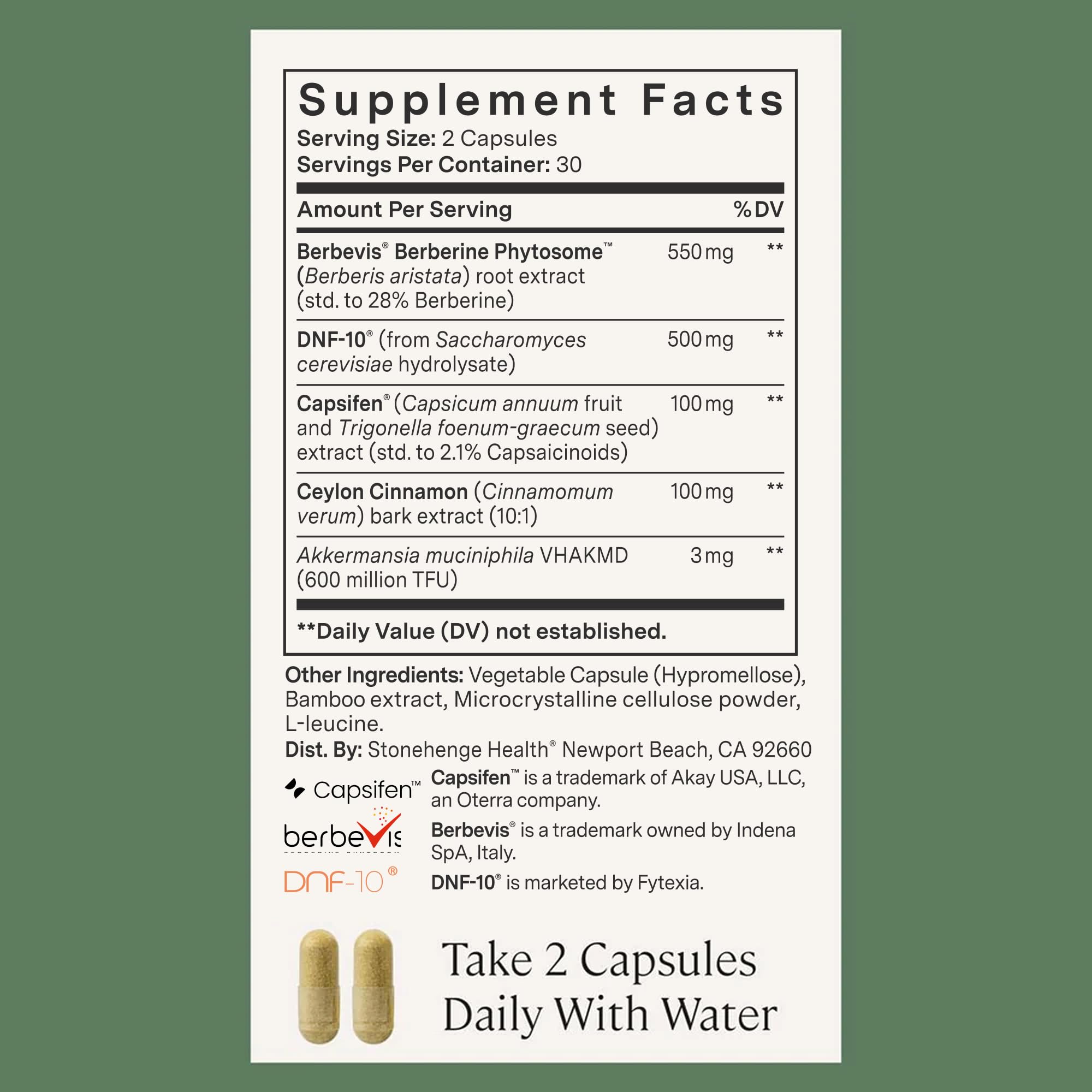 Stonehenge Health Dynamic GLP-1 Nutrition Support Supplement for Women, Men, 550mg Berbevis Berberine 10x Better Absorbed, Akkermansia, DNF-10, Capsifen Support Appetite, Gut Health - 60 Veg Caps — Amazon image 6
