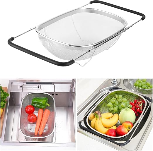 Jissta waschbecken sieb aus Edelstahl,zum Spülen und Abtropfen über der Spüle,6QuartSieb mit