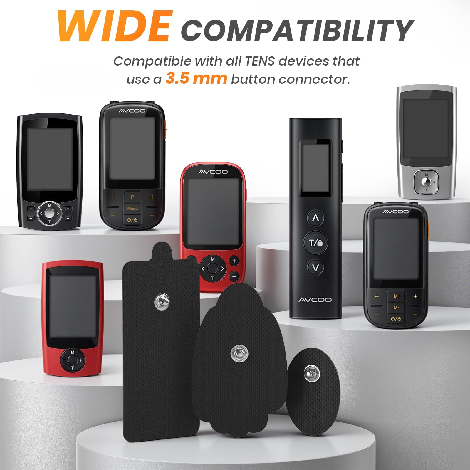 AVCOO TENS Unit Pads Combination Set 20 Pcs, Latex-Free, 50 Times of Use — Amazon image 2