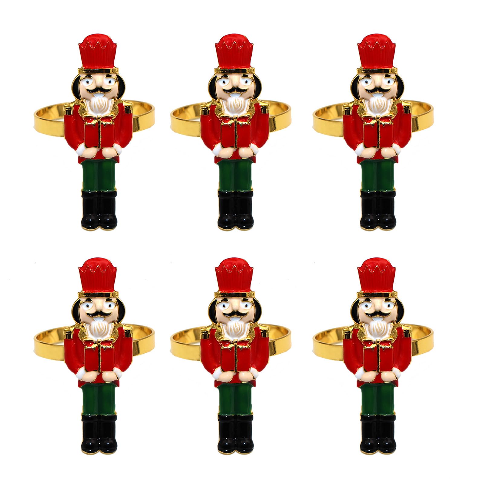 Mekalero Unique Metal Nutcrackers Napkin Rings Christmas Dinner Decorations for Festival Table Decors Christmas Dinner Parties Festival Tableware Accessories