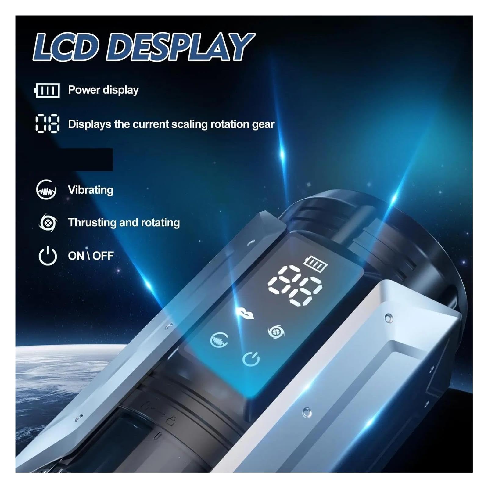 Massaggiatore elettrico 3 in 1 da uomo, display LCD, 7 modalità