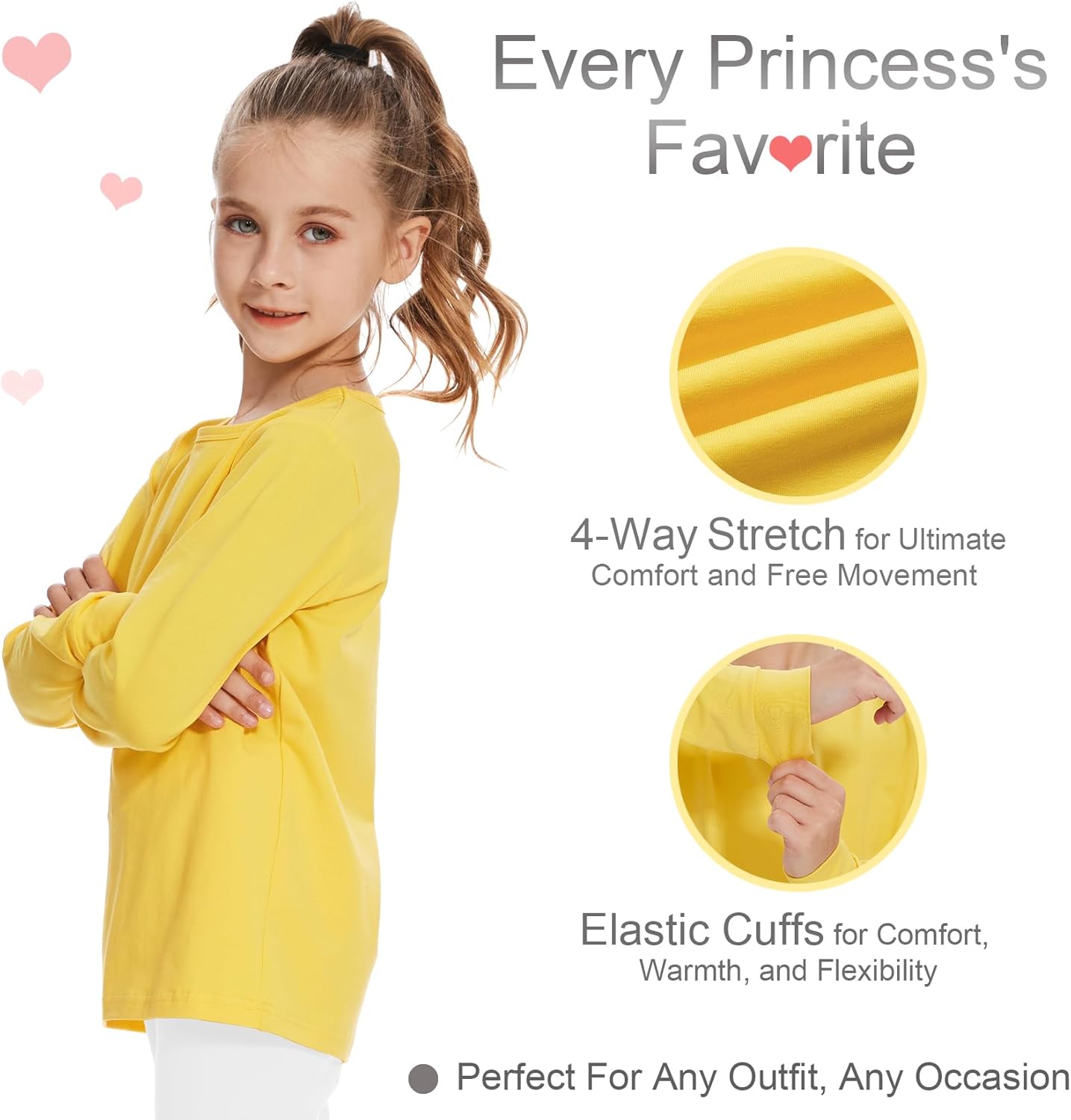 3T 4T 5T to 12 Years Girls Long Sleeve Shirts Kids Cotton T-Shirt Toddler Basic Crew Neck Top - Image 3