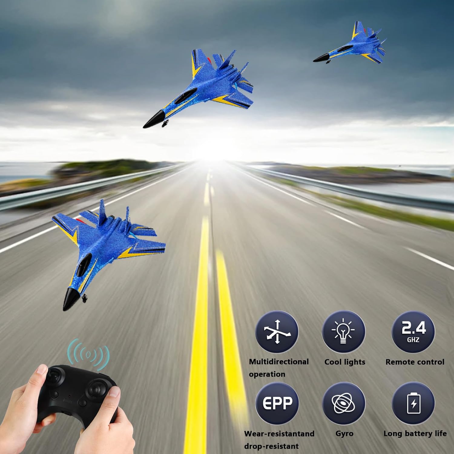 RC Airplane，Glider Aircraft.for Foam Remote Control Planes for Adults Beginners,360° Flip Easy to Fly (Blue)