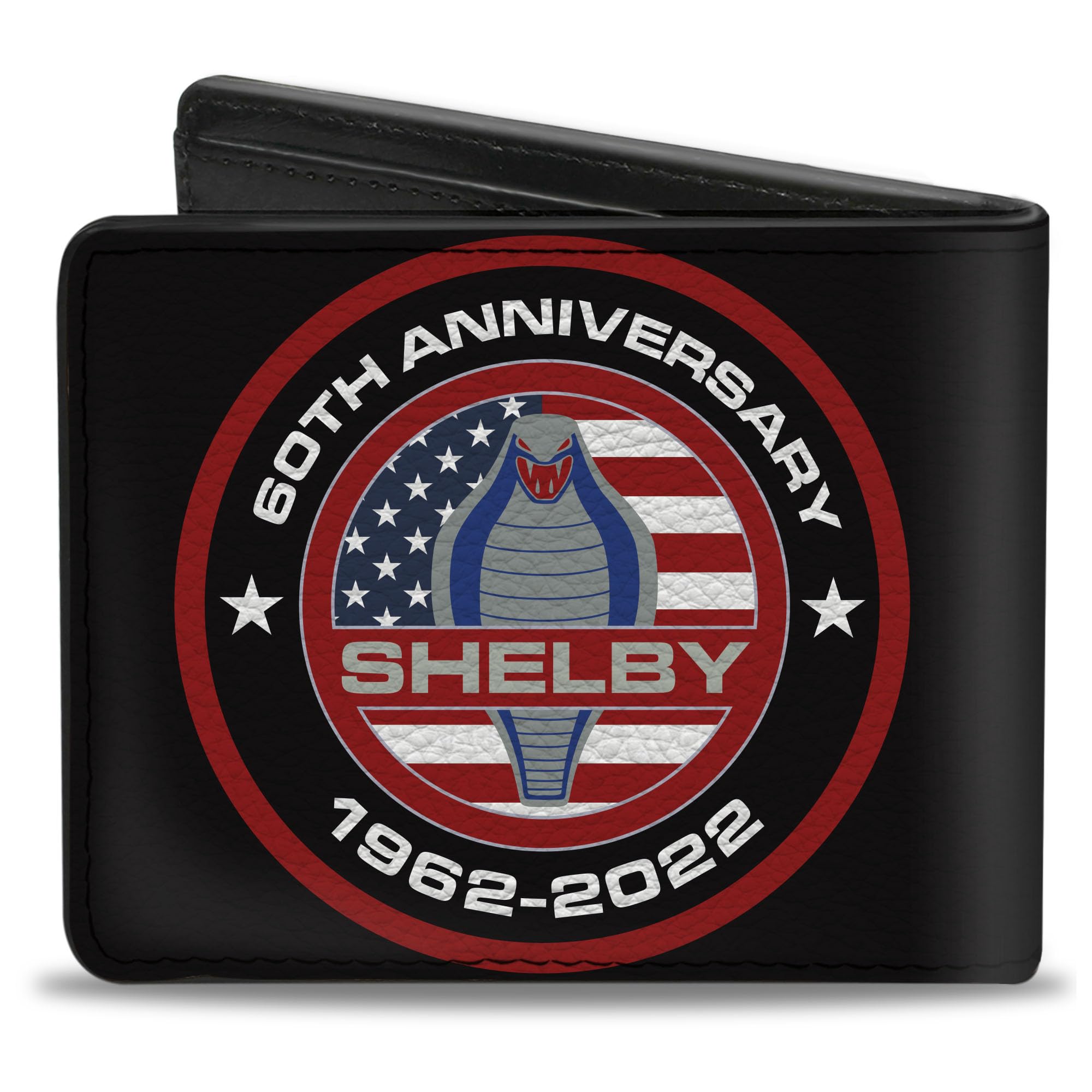 Buckle-Down Men's Wallet, Bifold, Carroll 60th Anniversary Shelby Cobra Icon, Vegan Leather, 4.0