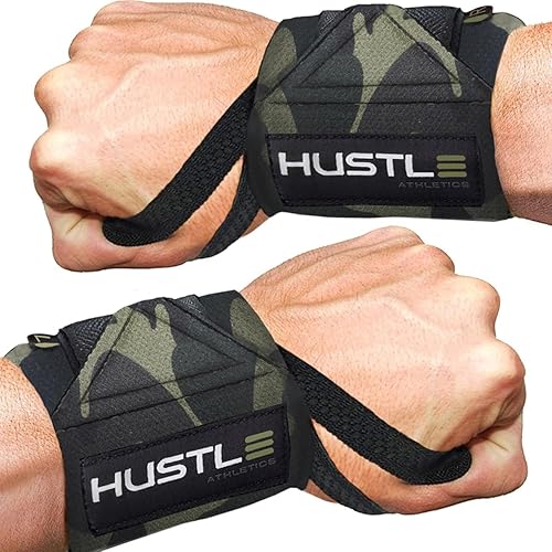 Miniatura 9 de Hustle Athletics Muñequeras de levantamiento de pesas el mejor apoyo para gimnasio y crossfit prepara tus muñecas para empujar más pesado evitar