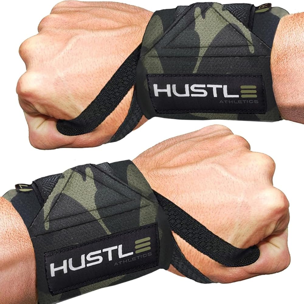 Hustle Athletics Wrist Wraps for Weightlifting - 18 & 12 Premium Wrist Support Weight Lifting Wraps to Lift Heavier & Train Harder - Heavy Duty Powerlifting & Bench Press Gym Straps for Men & Women