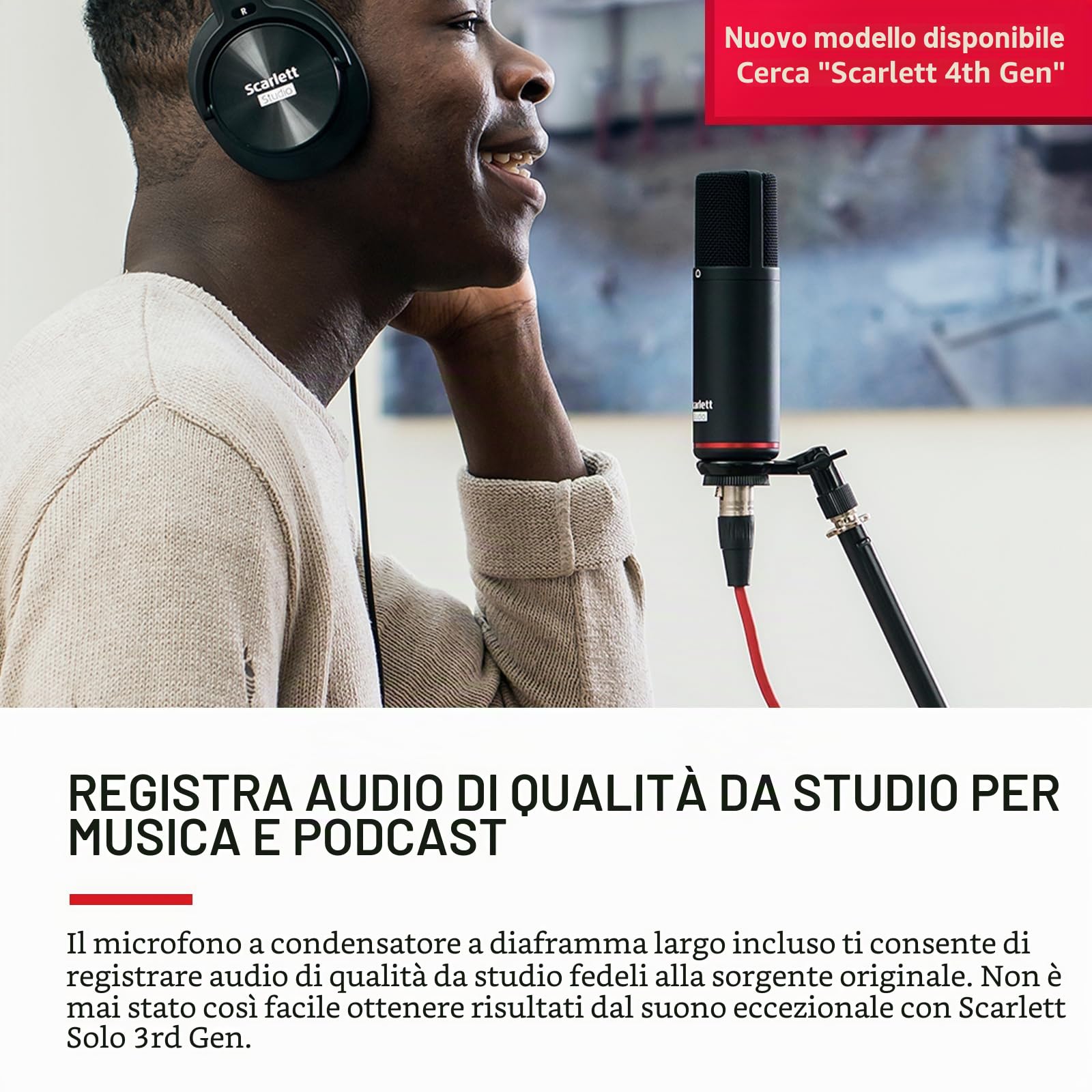 Focusrite Scarlett Solo Studio (terza Generazione), pacchetto Interfaccia Audio USB - Per Chitarristi, Cantanti E Produttori, Con Microfono A Condensazione E Cuffie, Per Registrare