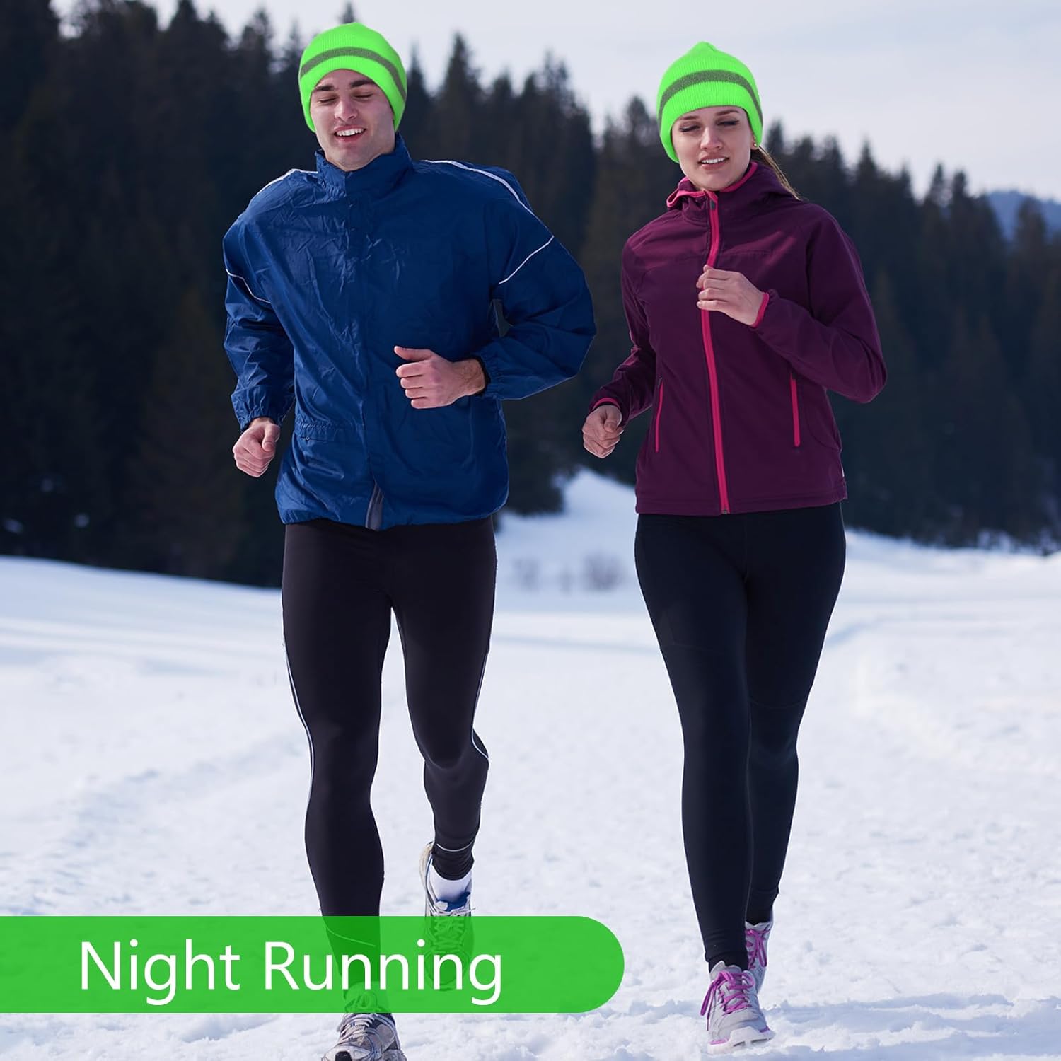 Tarpop Safety Beanie Bulk Safety Reflective Beanie Knit Hat High Visibility Hat Winter Unisex Cap for Running Biking Guard (10 Pcs,Green) - Image 5