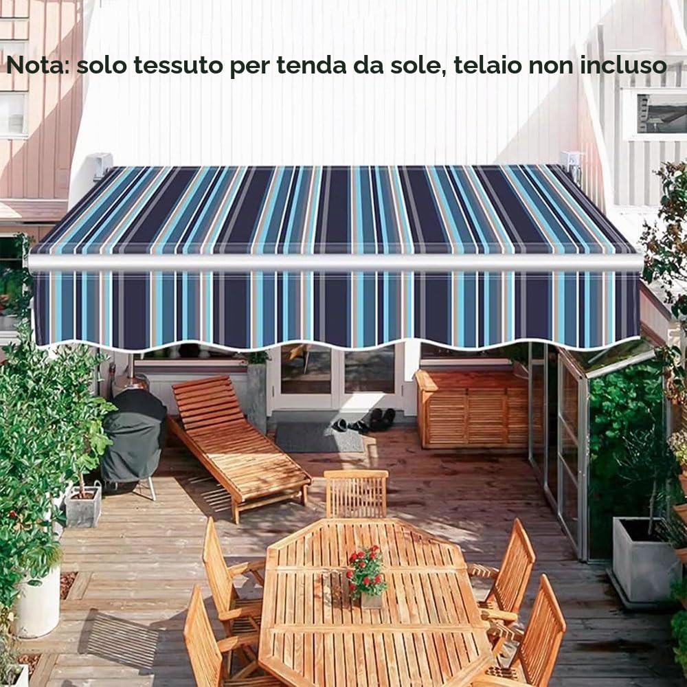 Telo Di Ricambio Per Tenda Da Sole 300x250cm Retrattile Manuale Tessuto Di Ricambio Per Tenda Parasole, Tettuccio Parasole Copertura Superiore Di Ricambio In 280 G/m² Poliestere(Khaki,3x2.5m/10x8ft)