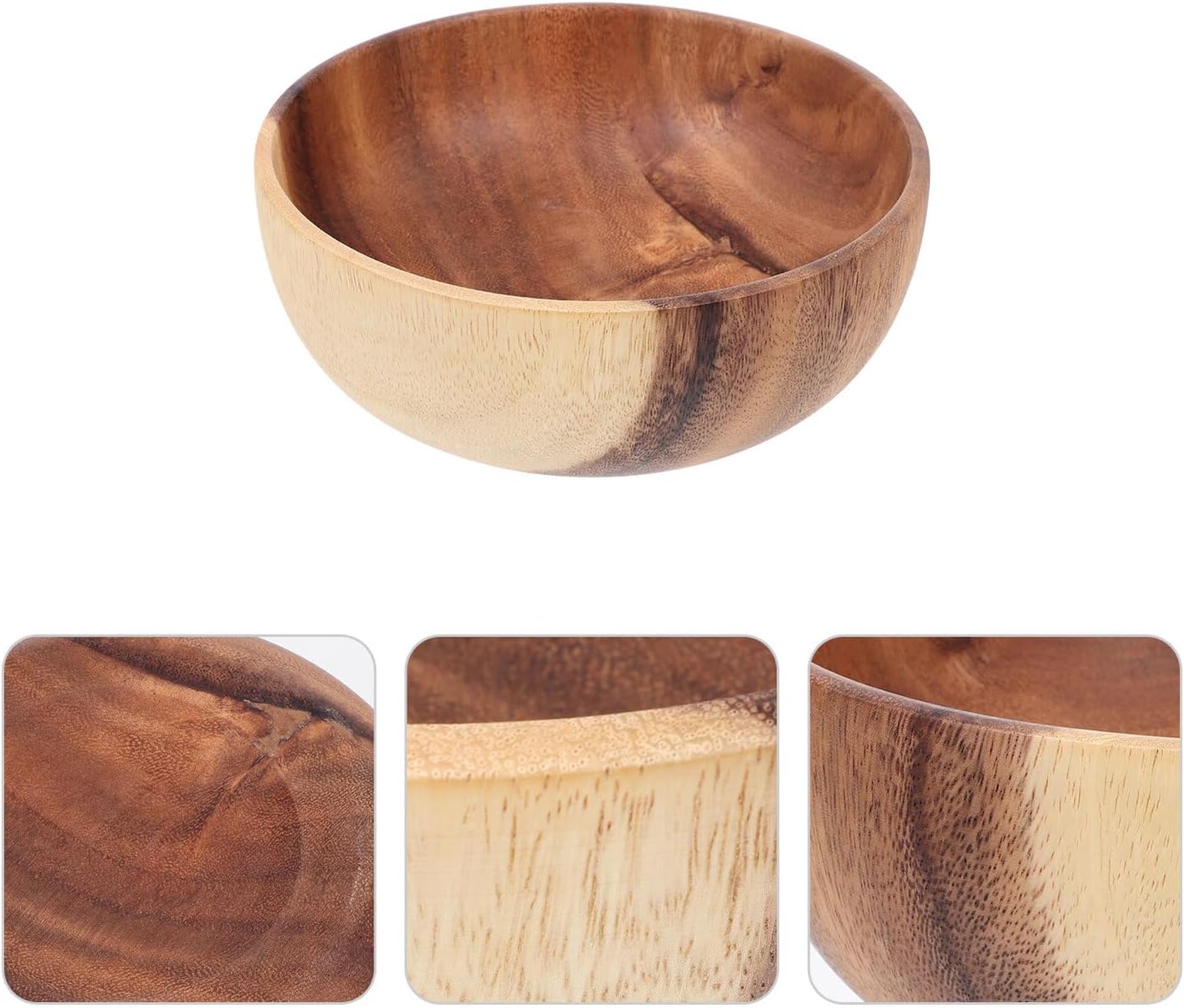 Luxshiny Acacia Wood Salad Bowl 6.2"x7.5" Natural Snack and Fruit Serving Bowl Kitchen Accessory for Food Storage and Dining