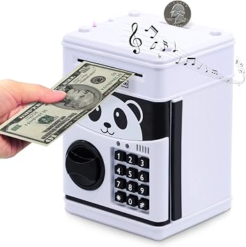 Electronic Piggy Bank, Cartoon Password ATM Savings Banks for Kids, Cute Animated Panda Money Bank for Kids, Auto Scroll Kids Coin Bank, ATM Piggy Bank for Real Money, Coin Bank Kids Fun Toy